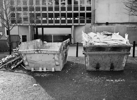 Construction site with organized builders waste clearance